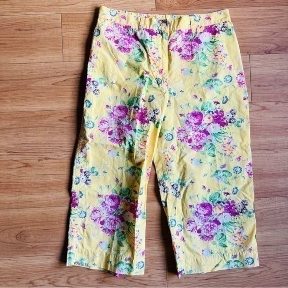 💜 Classic Ralph Lauren garden party capri pants size 14 Yellow 100% Cotton